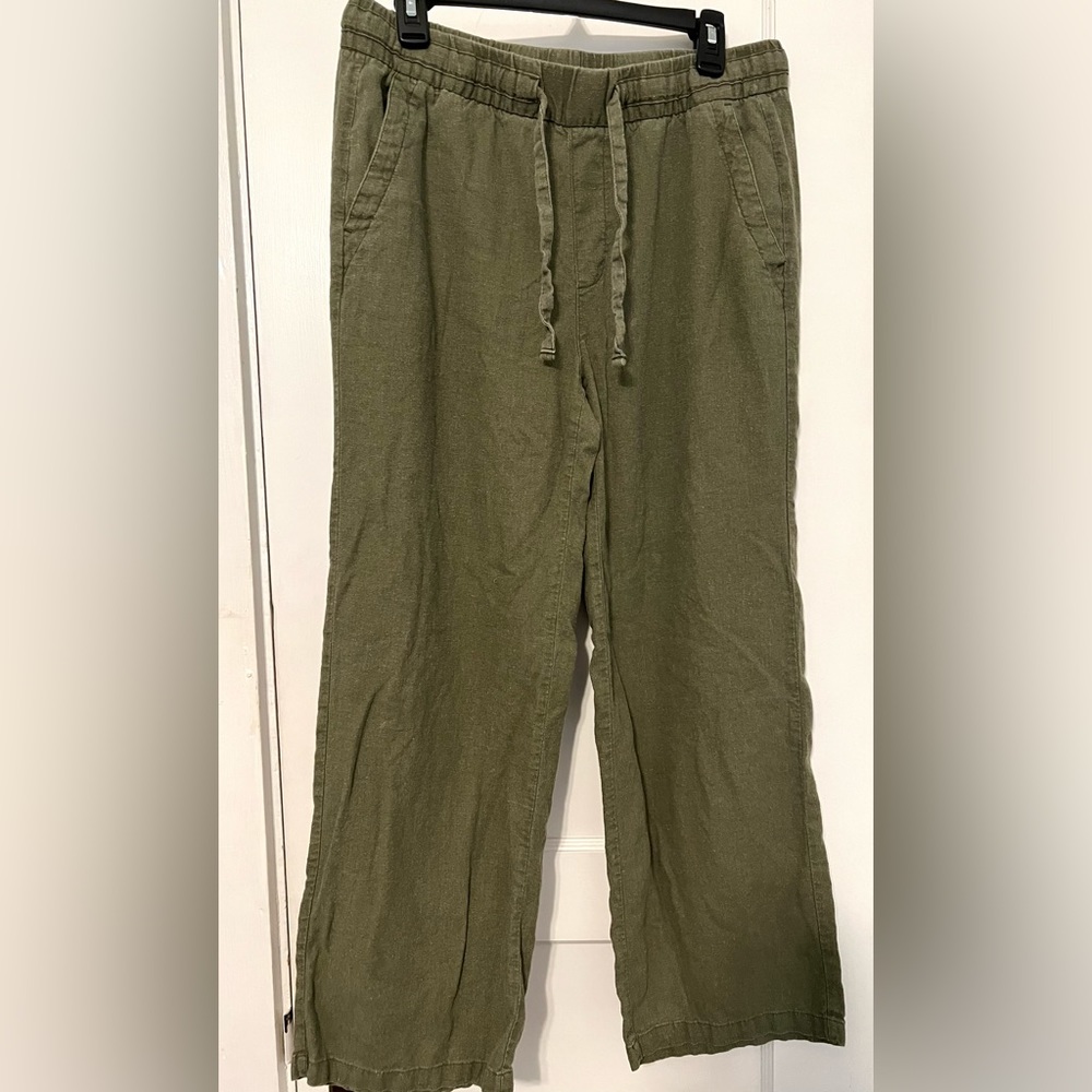 Old Navy linen blend wide leg pants olive